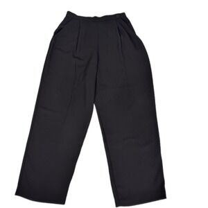 Joan Walters Trousers Women 12P Black Vintage High Waist Pleated Wide Leg Pant